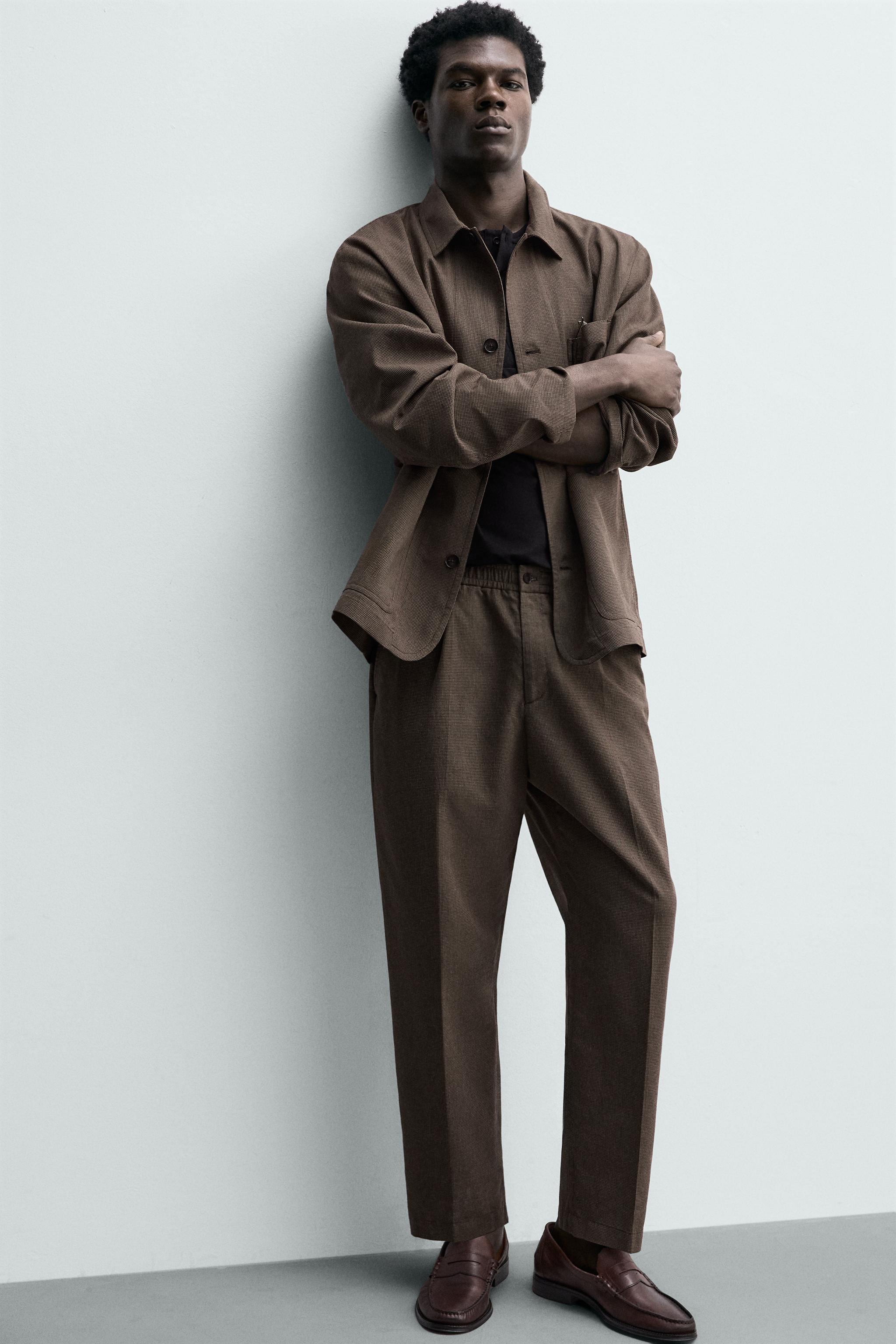 RELAXED FIT HOUNDSTOOTH SUIT PANTS